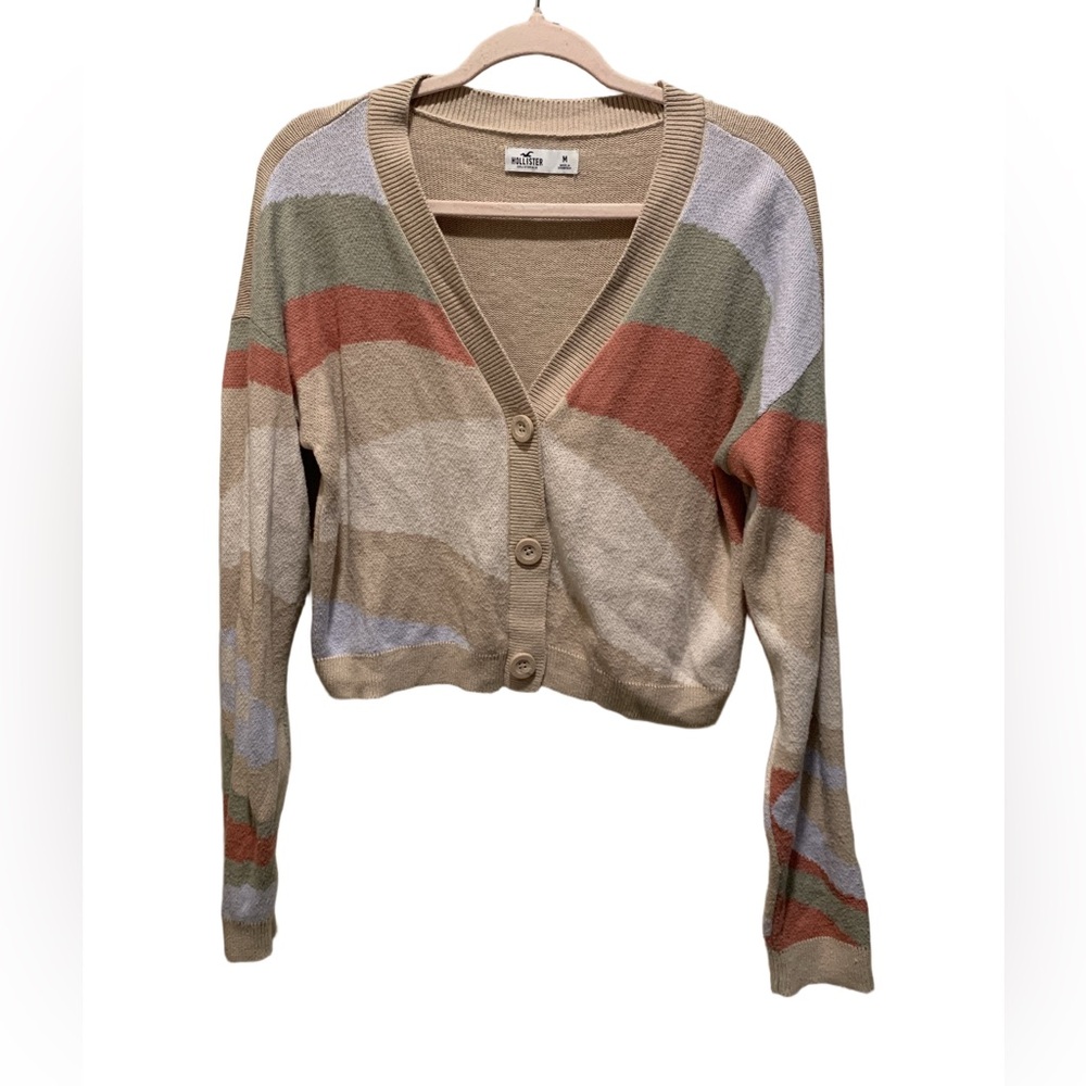 Hollister cardigan crop sweater. Striped. Size M.